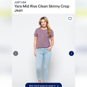 NWT Just USA Yara Skinny Crop Jeans Size 12